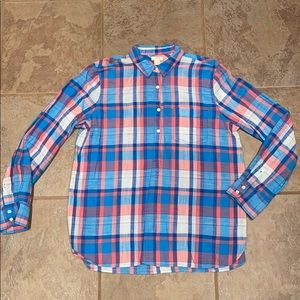 J. Crew Plaid Half Button Down